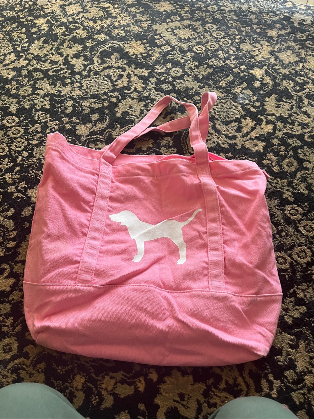 PINK Victoria's Secret Pink Tote Bag with White Dog Silhouette